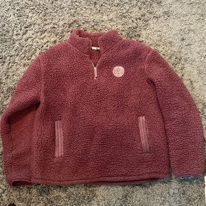 Ivory Ella burgundy sherpa